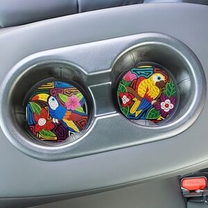 Ceramic Car coasters - Mola inspiration